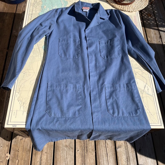 Vintage Red Hat Slate Blue Lab Coat 36 - Picture 2 of 6